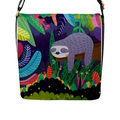 Sloth In Nature Flap Messenger Bag (l)  by Mjdaluz