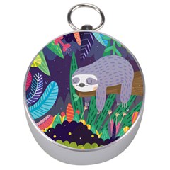 Sloth In Nature Silver Compasses by Mjdaluz