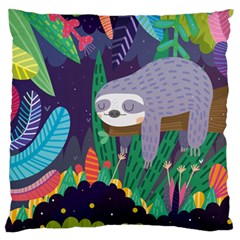 Sloth In Nature Large Flano Cushion Case (one Side)