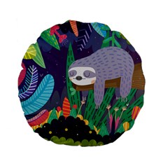 Sloth In Nature Standard 15  Premium Flano Round Cushions by Mjdaluz