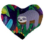 Sloth in nature Large 19  Premium Flano Heart Shape Cushions Front