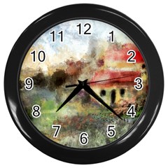 Old Spanish Village Wall Clocks (black) by digitaldivadesigns