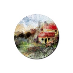 Old Spanish Village Rubber Round Coaster (4 Pack)  by digitaldivadesigns