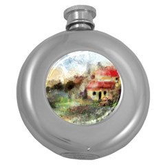 Old Spanish Village Round Hip Flask (5 Oz) by digitaldivadesigns