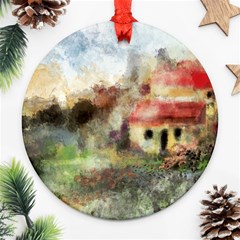 Old Spanish Village Round Ornament (two Sides) by digitaldivadesigns