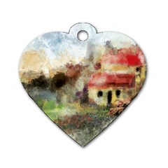 Old Spanish Village Dog Tag Heart (one Side) by digitaldivadesigns