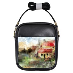 Old Spanish Village Girls Sling Bags by digitaldivadesigns