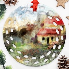 Old Spanish Village Ornament (round Filigree) by digitaldivadesigns