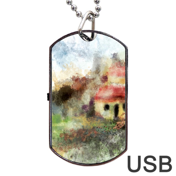 Old Spanish Village Dog Tag USB Flash (One Side)