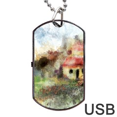 Old Spanish Village Dog Tag Usb Flash (two Sides) by digitaldivadesigns