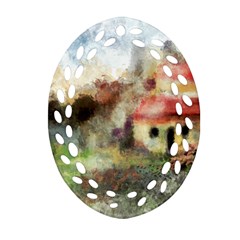 Old Spanish Village Ornament (oval Filigree) by digitaldivadesigns