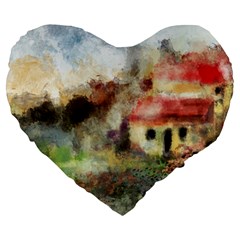 Old Spanish Village Large 19  Premium Heart Shape Cushions by digitaldivadesigns