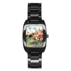 Old Spanish Village Stainless Steel Barrel Watch by digitaldivadesigns