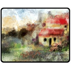 Old Spanish Village Double Sided Fleece Blanket (medium)  by digitaldivadesigns