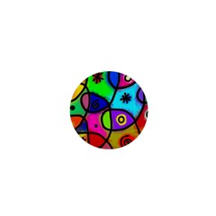 Digitally Painted Colourful Abstract Whimsical Shape Pattern 1  Mini Buttons