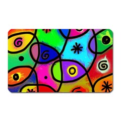 Digitally Painted Colourful Abstract Whimsical Shape Pattern Magnet (Rectangular)