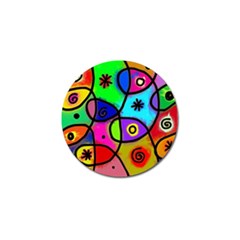 Digitally Painted Colourful Abstract Whimsical Shape Pattern Golf Ball Marker