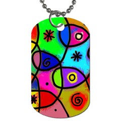 Digitally Painted Colourful Abstract Whimsical Shape Pattern Dog Tag (Two Sides)