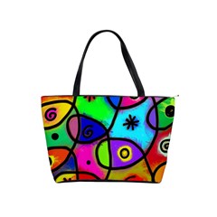 Digitally Painted Colourful Abstract Whimsical Shape Pattern Shoulder Handbags