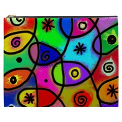 Digitally Painted Colourful Abstract Whimsical Shape Pattern Cosmetic Bag (XXXL) 