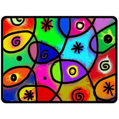 Digitally Painted Colourful Abstract Whimsical Shape Pattern Double Sided Fleece Blanket (Large) 