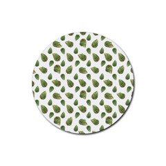 Leaves Motif Nature Pattern Rubber Round Coaster (4 Pack)  by dflcprints