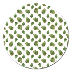 Leaves Motif Nature Pattern Magnet 5  (round) by dflcprints