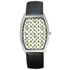 Leaves Motif Nature Pattern Barrel Style Metal Watch