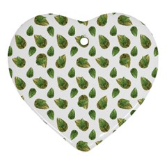 Leaves Motif Nature Pattern Heart Ornament (two Sides) by dflcprints