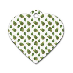 Leaves Motif Nature Pattern Dog Tag Heart (two Sides) by dflcprints