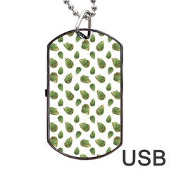 Leaves Motif Nature Pattern Dog Tag Usb Flash (two Sides) by dflcprints