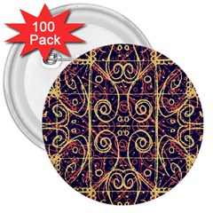 Tribal Ornate Pattern 3  Buttons (100 Pack)  by dflcprints