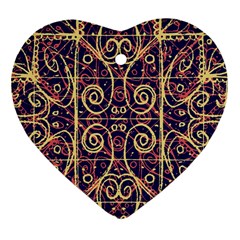 Tribal Ornate Pattern Heart Ornament (two Sides) by dflcprints