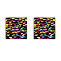 Colorful Strokes On A Black Background             Cufflinks (square) by LalyLauraFLM