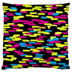 Colorful Strokes On A Black Background       Large Flano Cushion Case (two Sides) by LalyLauraFLM