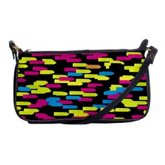 Colorful Strokes On A Black Background             Shoulder Clutch Bag by LalyLauraFLM