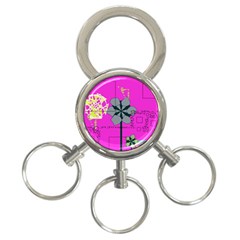 Flowers And Squares              3-ring Key Chain by LalyLauraFLM