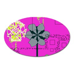 Flowers And Squares              Magnet (oval) by LalyLauraFLM