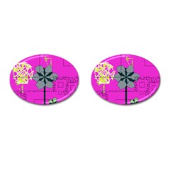 Flowers And Squares              Cufflinks (oval) by LalyLauraFLM