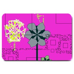 Flowers And Squares              Large Doormat by LalyLauraFLM