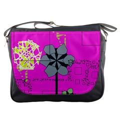 Flowers And Squares              Messenger Bag