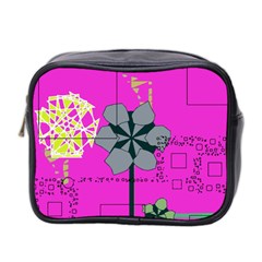 Flowers And Squares              Mini Toiletries Bag (two Sides) by LalyLauraFLM