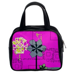 Flowers And Squares              Classic Handbag (two Sides) by LalyLauraFLM