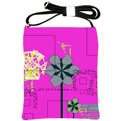 Flowers And Squares              Shoulder Sling Bag by LalyLauraFLM