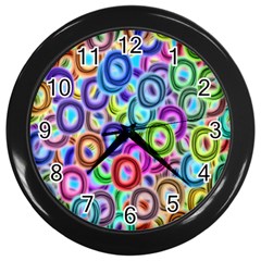 Colorful Ovals              Wall Clock (black) by LalyLauraFLM