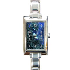 Shiny Blue Pebbles Rectangle Italian Charm Watch by linceazul