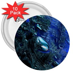 Shiny Blue Pebbles 3  Buttons (10 Pack)  by linceazul