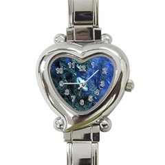 Shiny Blue Pebbles Heart Italian Charm Watch by linceazul