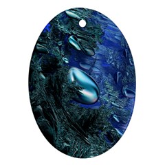 Shiny Blue Pebbles Oval Ornament (two Sides) by linceazul