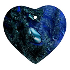 Shiny Blue Pebbles Heart Ornament (two Sides) by linceazul